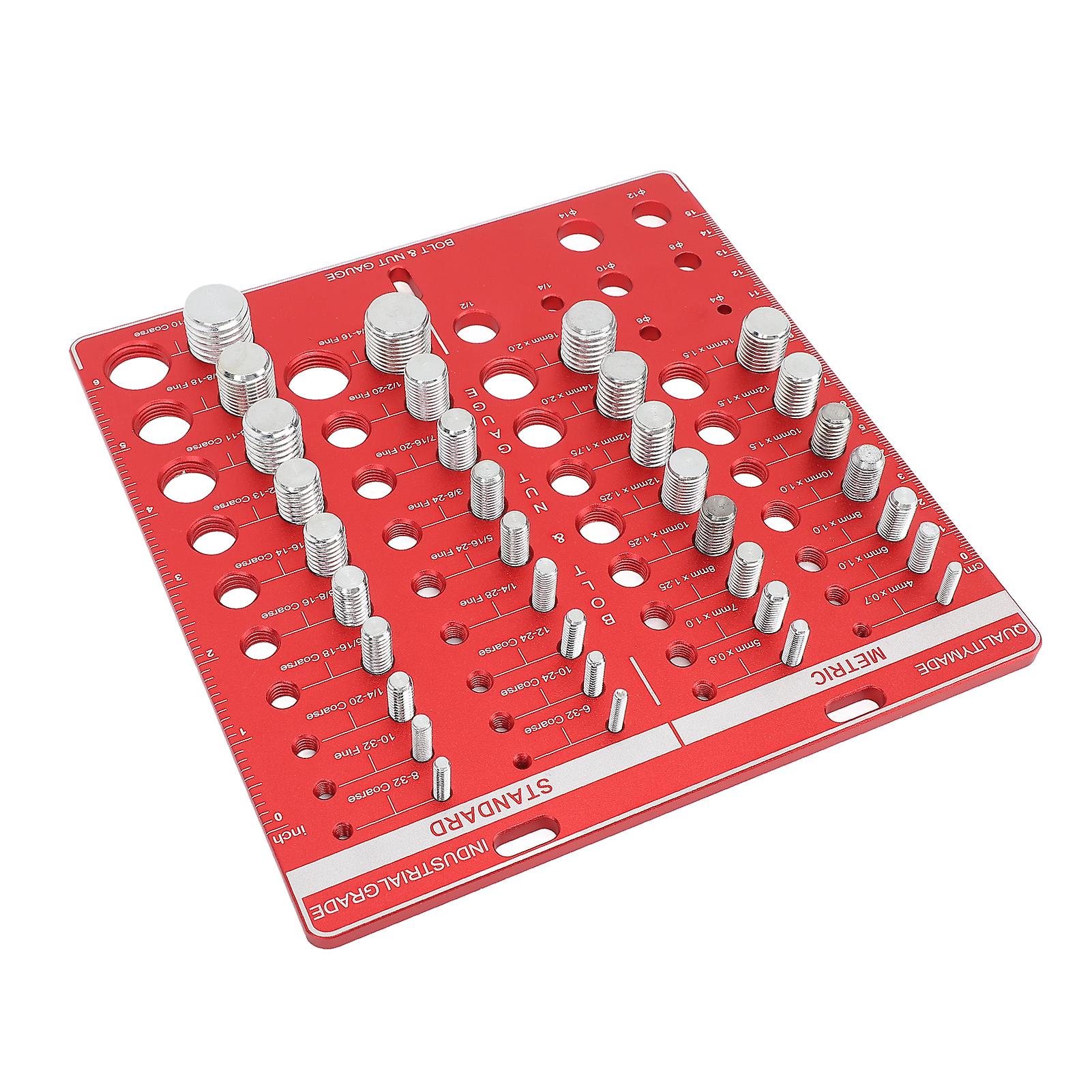 34PCS Screw Nut and Bolt Thread Checker Aluminum Alloy High Accuracy Bolt Nut Measuring Tool Identifier Gauges for Verifying 