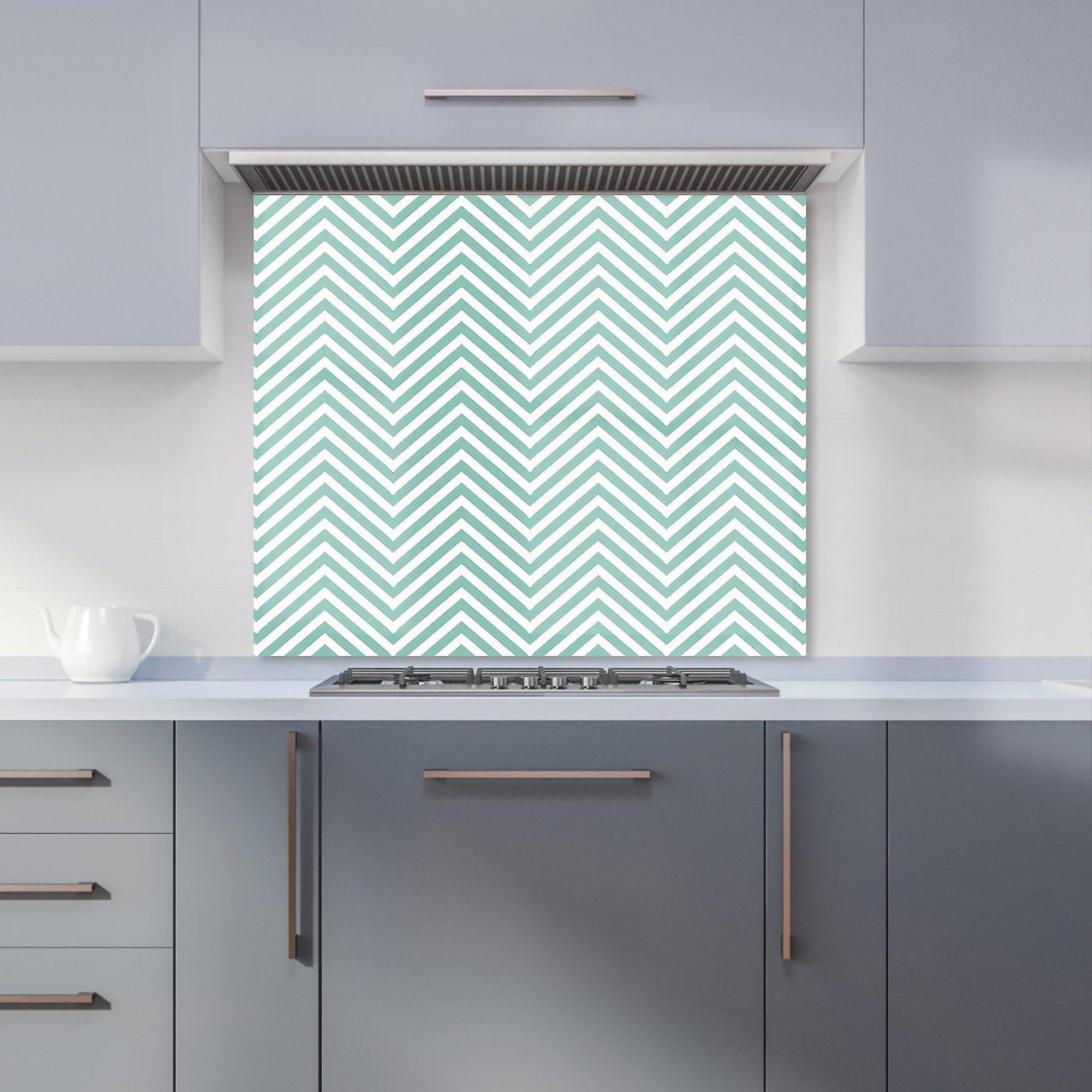 Geometric Chevron Pattern Kitchen Splashback