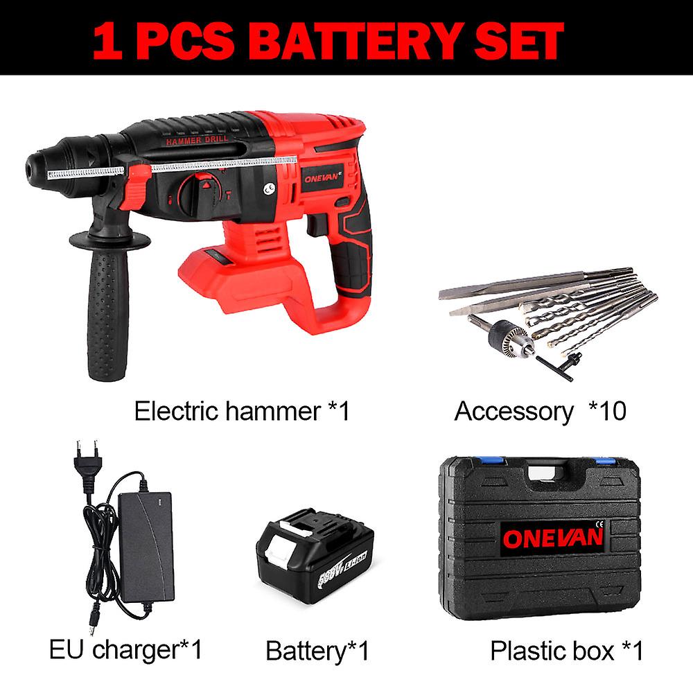 Onevan 10600ipm 2000w Brushless Electric Hammer Electric Pick Impact Drill Multi-function Rotary Tool For Makita 18v Battery
