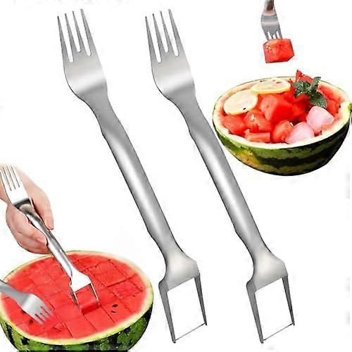 2 in 1 Watermelon Cutter, Stainless Steel Fruit Cutter, Watermelon Slicer, Portable Watermelon Fork, Watermelon Cutting Tool