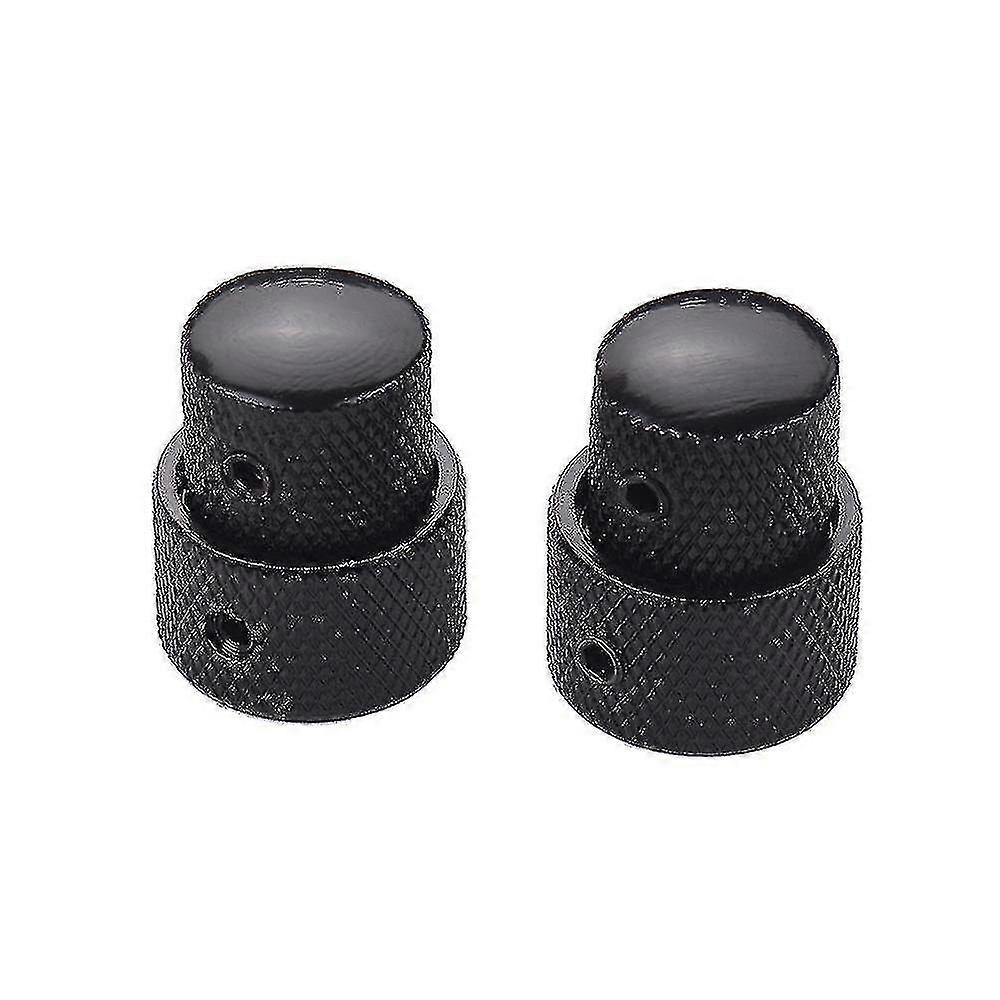 2 Sets Dual Concentric Stacked Control Knobs For Electric Bass Guitars Black Color