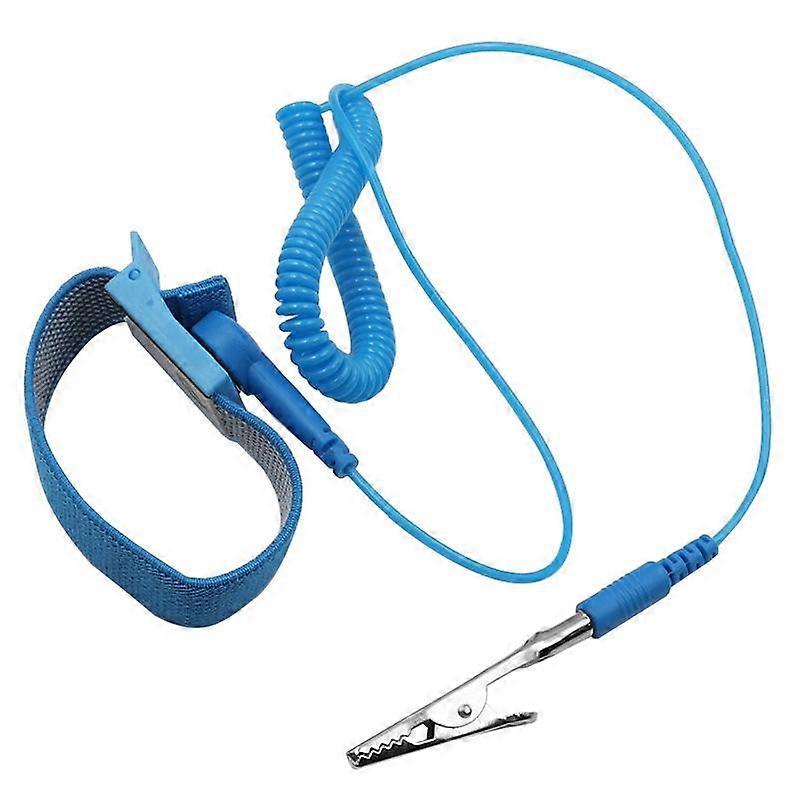 Wired Anti-Static Wrist Strap, PU Material, Blue, Size 8.5*1.8cm (Strap Length 140cm)