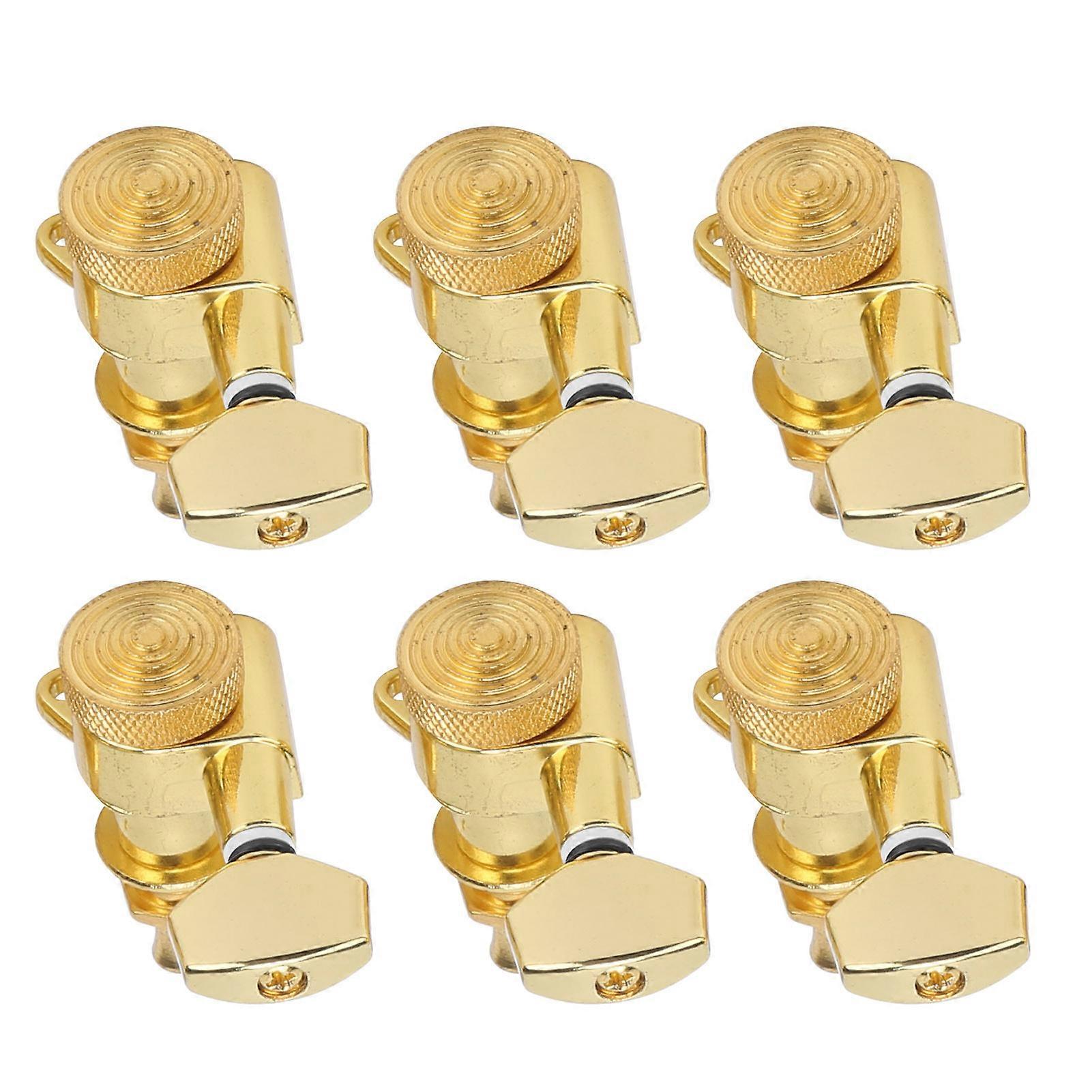 6Pcs Locking Guitar String Tuning Peg Set Gold NHXF 17.5mm Handle