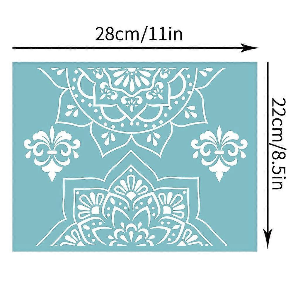 1Sheet Self-Adhesive Silk Screen Printing Stencil Reusable Pattern Stencils Flower Pattern 28x22cm