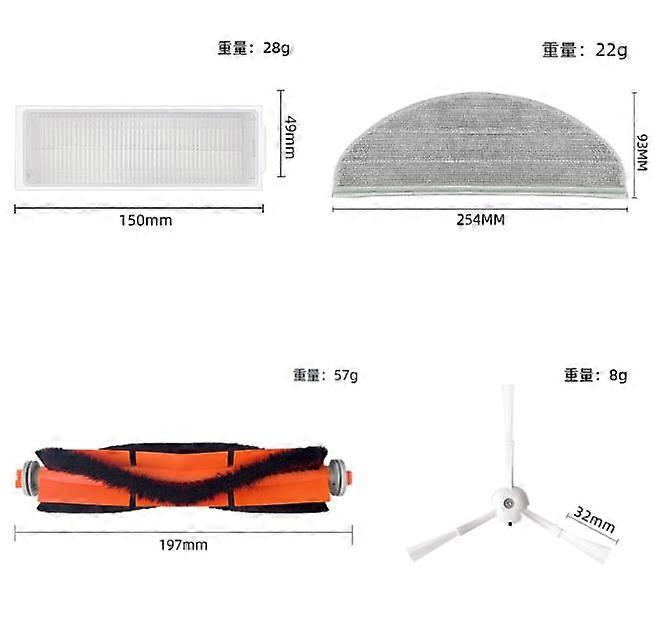 Main Side Brush Filter And Mop Cloth Replacement For Mi Robot Vacuum Mop 2 Pro Mjst1S Vacuum Cleane