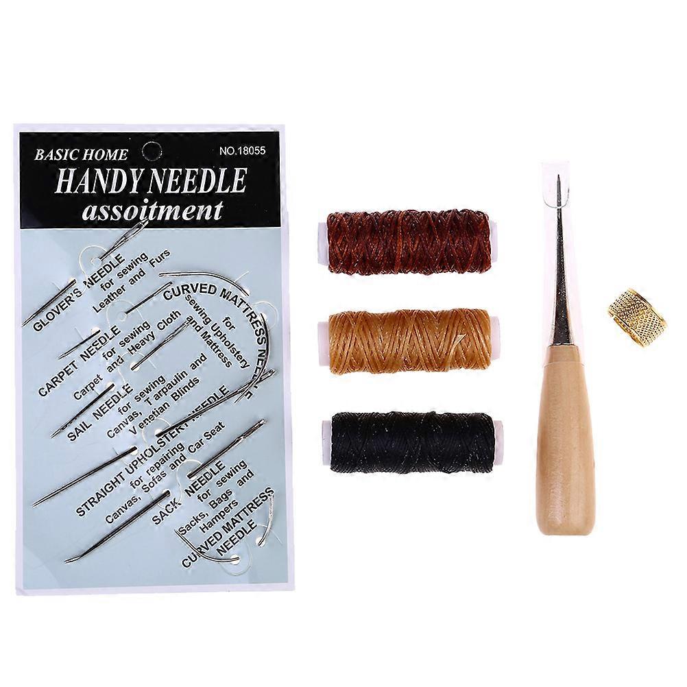 12pcs/set Leather Sewing Kit with Needles Waxed Thread Leather Sewing Tools