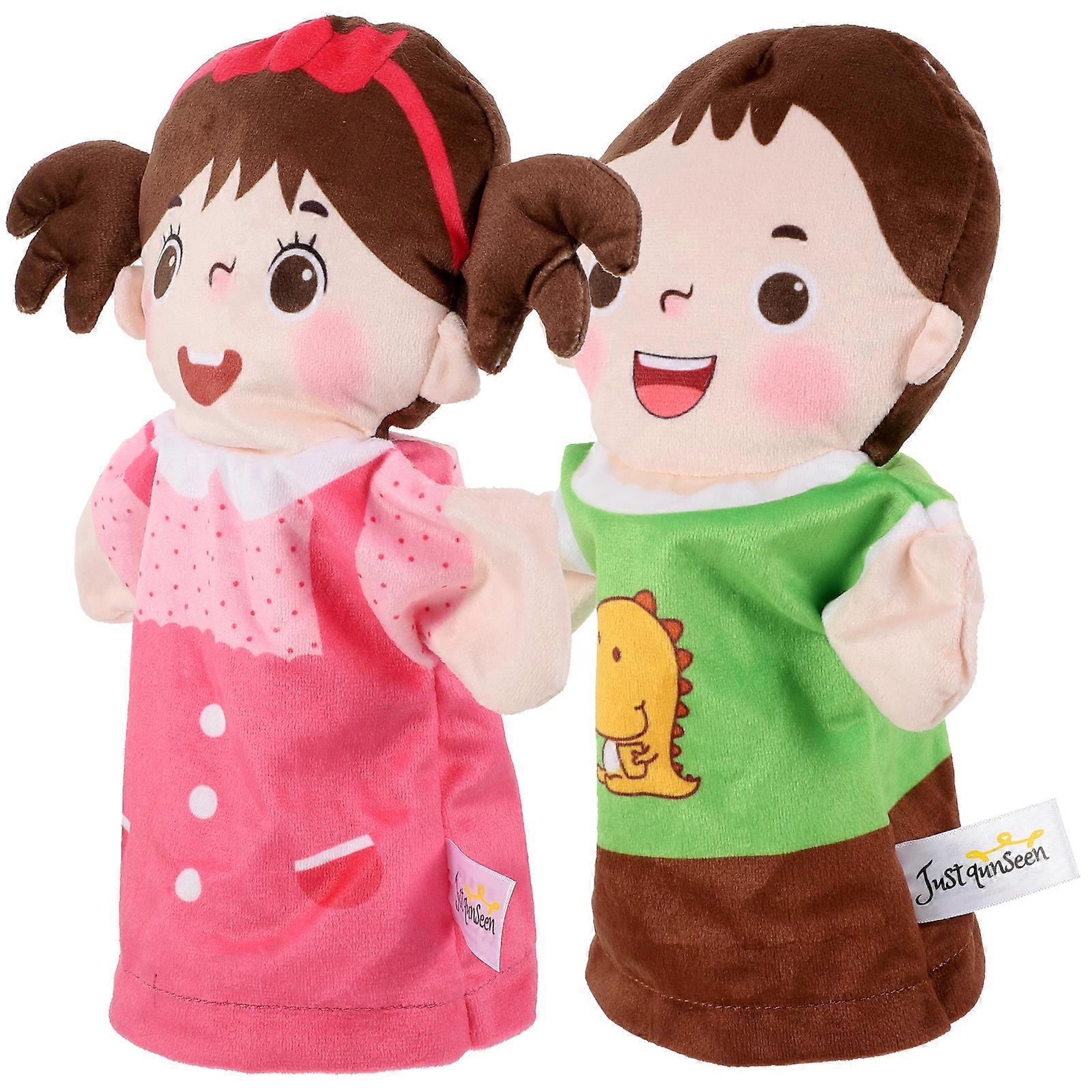 2Pcs Hand Puppet Figures Story Doll Figures Hand Puppets Realistic Puppet Figures for Kids