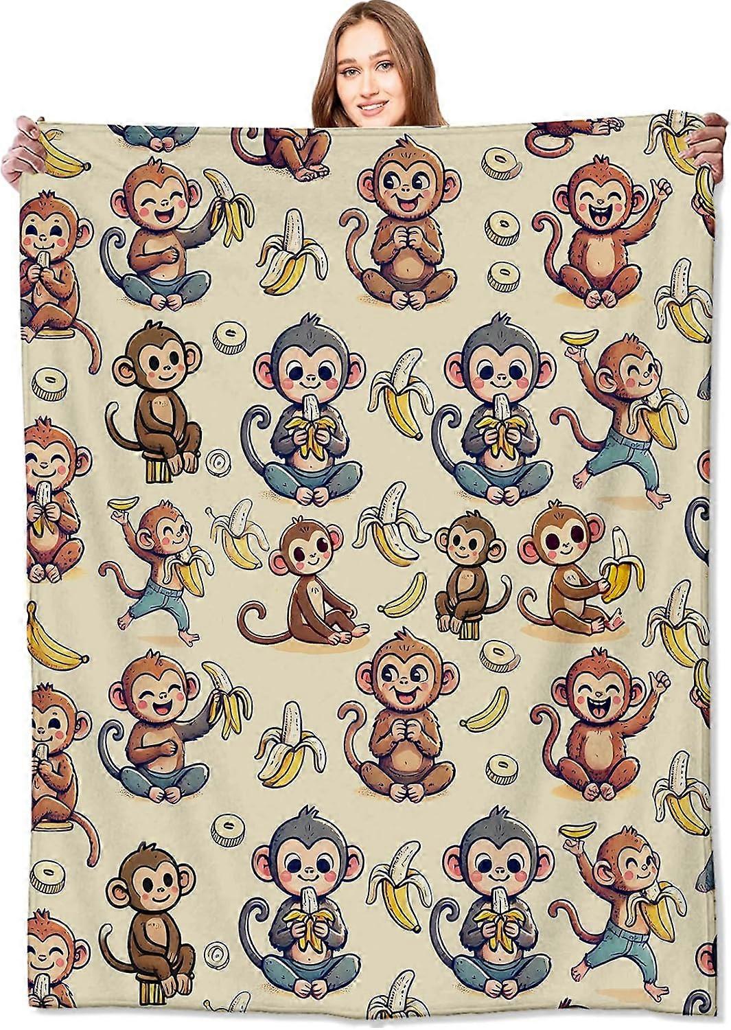 بطانية والموز ، بطانيات رمي موضوع الغابة الكرتونية الممتعة ، هدايا عيد ميلاد للأطفال ومحبي ، صوف ناعم خفيف الوزن ، للنزهة أريكة Couc