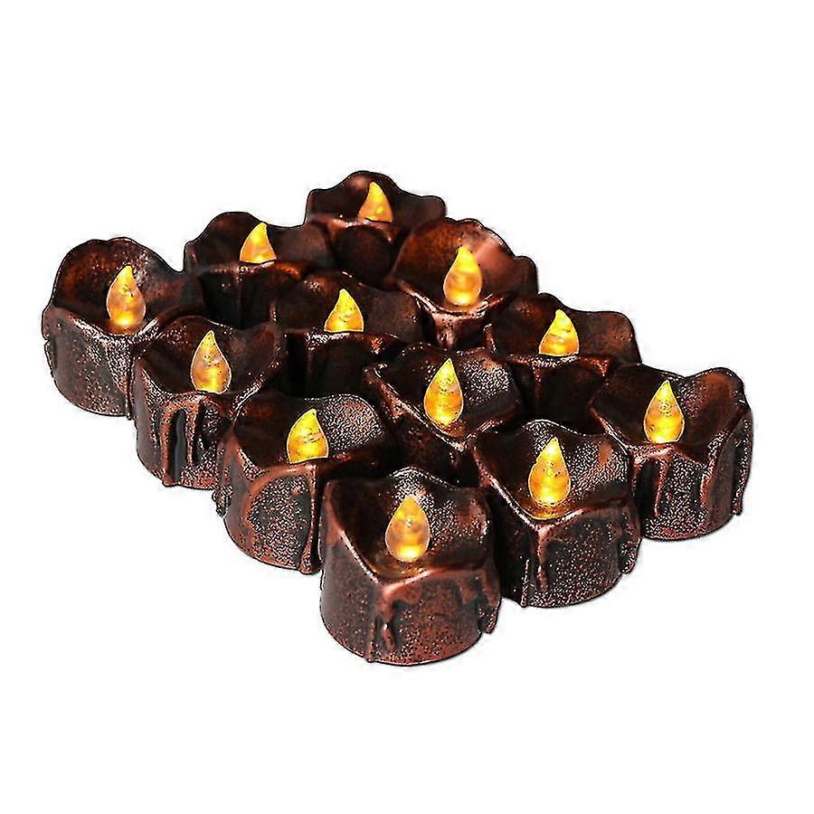Electronic Candle Light Gold 12pcs-hs
