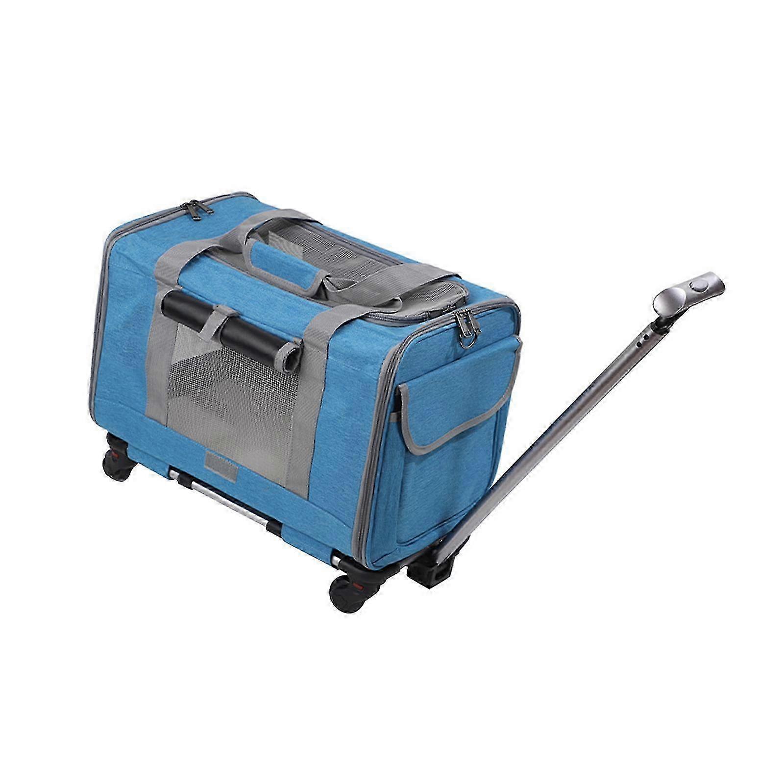 Dog Cat Carrier with Wheels Breathable Ventilated Soft Sided Rolling Carrier gray