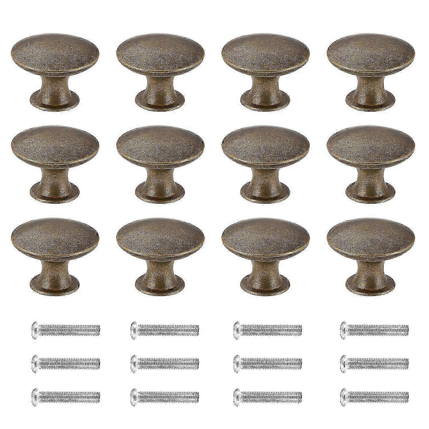 12 Vintage Chic Antique Brass Cabinet Knobs For Kitchen Cabinets - 30mm