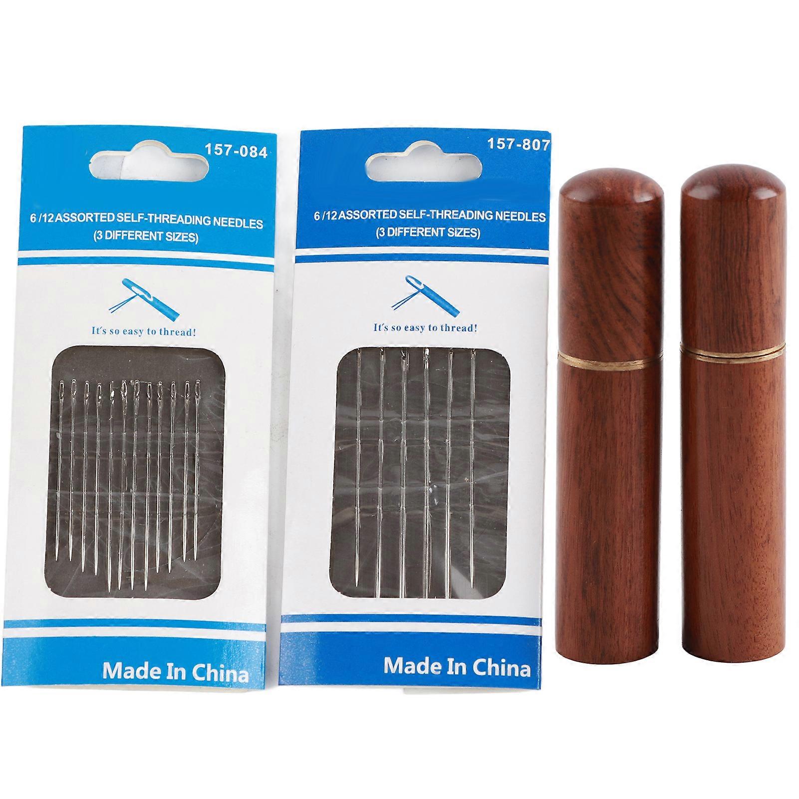 Sewing Needles Assorted Self?Threading Steel Hand?Made Craft Accessories + Storage Case