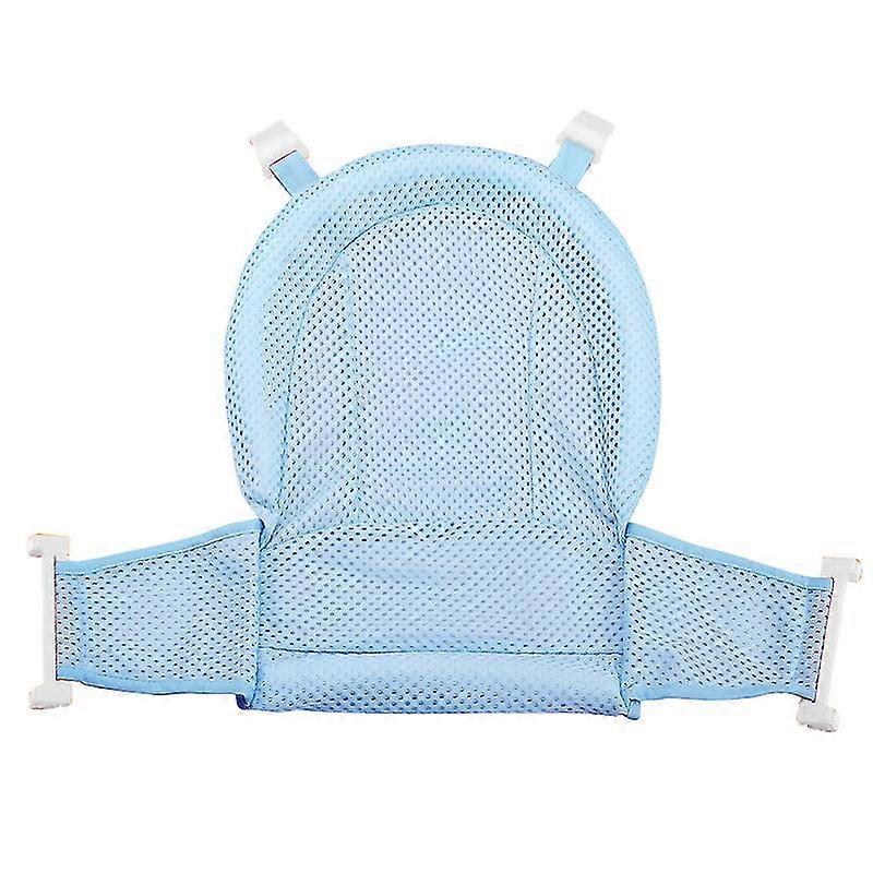 Universal Justerbar Baby Bath Tube Support Mesh Net Myk pustende badekar sete med svamp pute for småbarn Blå