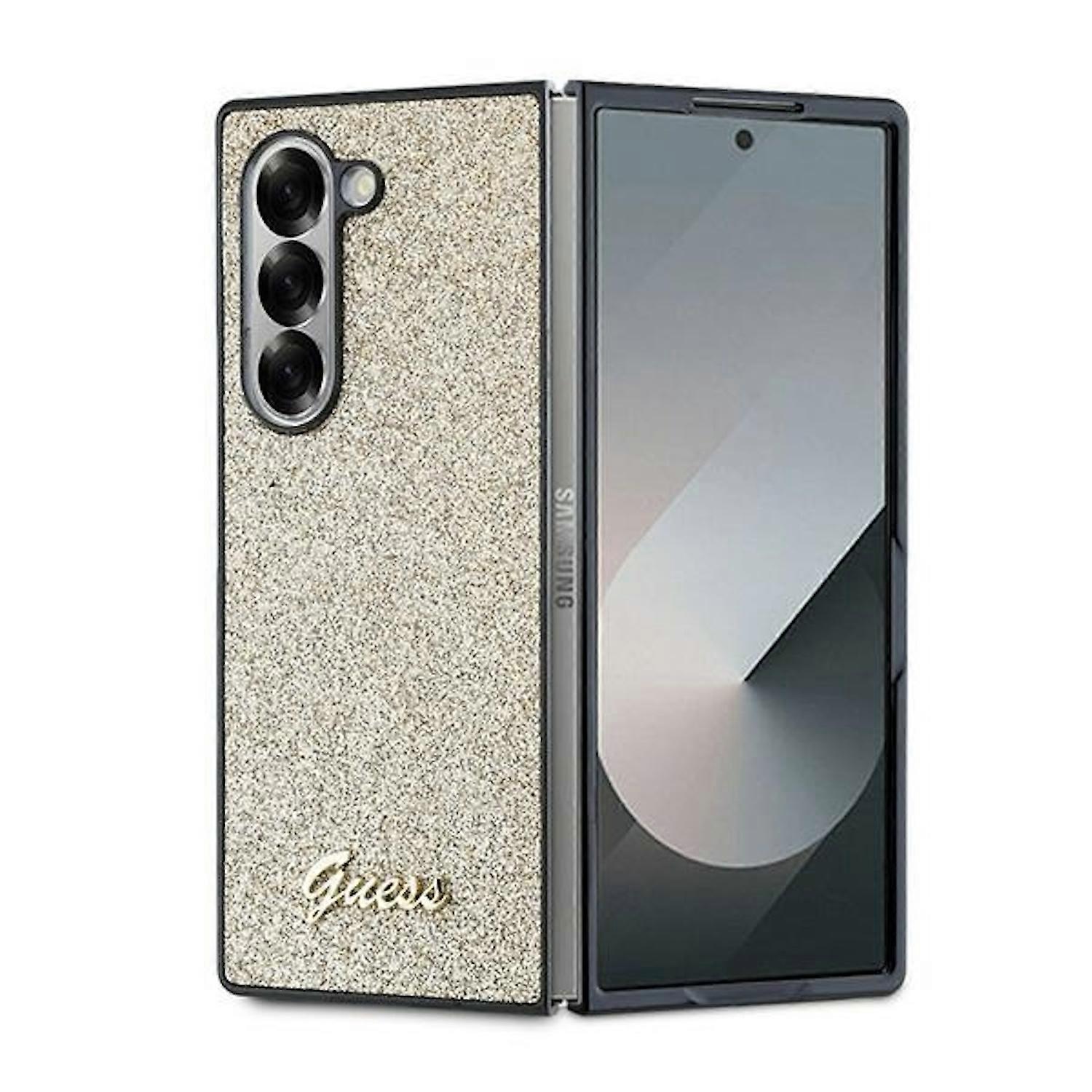 GUESS Samsung Galaxy Z Fold6 Case 4G Glitter Font Design Gold