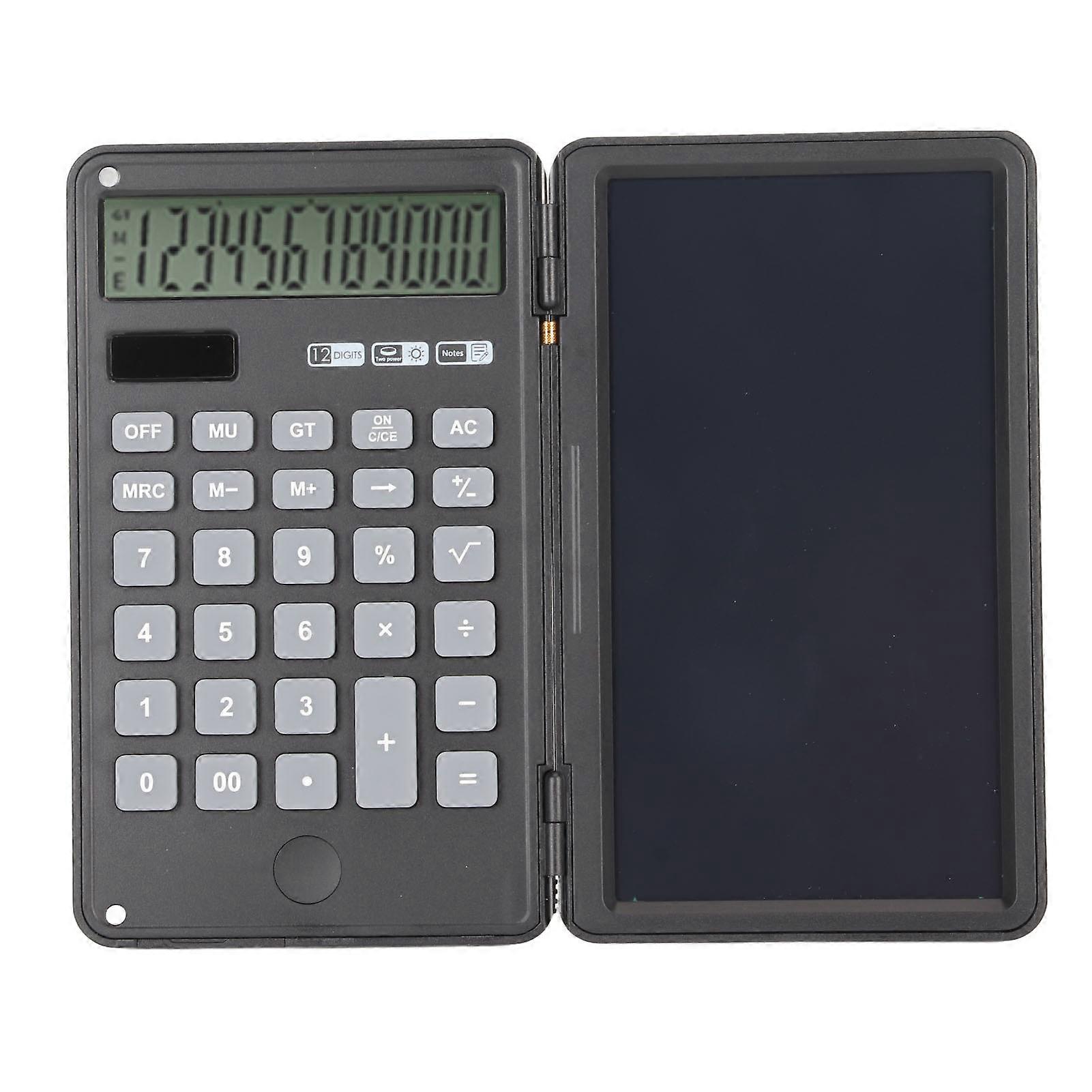 6 Inch Calculators 12 Digit Memo Lock Function Key Silence Dual Power Supply Desktop Calculator with Notepad for Office Black