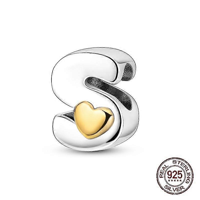 925シルバーレターAZアルファベットチャーム名ビーズフィットオリジナルパンドラブレスレットチャーム女性用DIYペンダントジュエリー作り