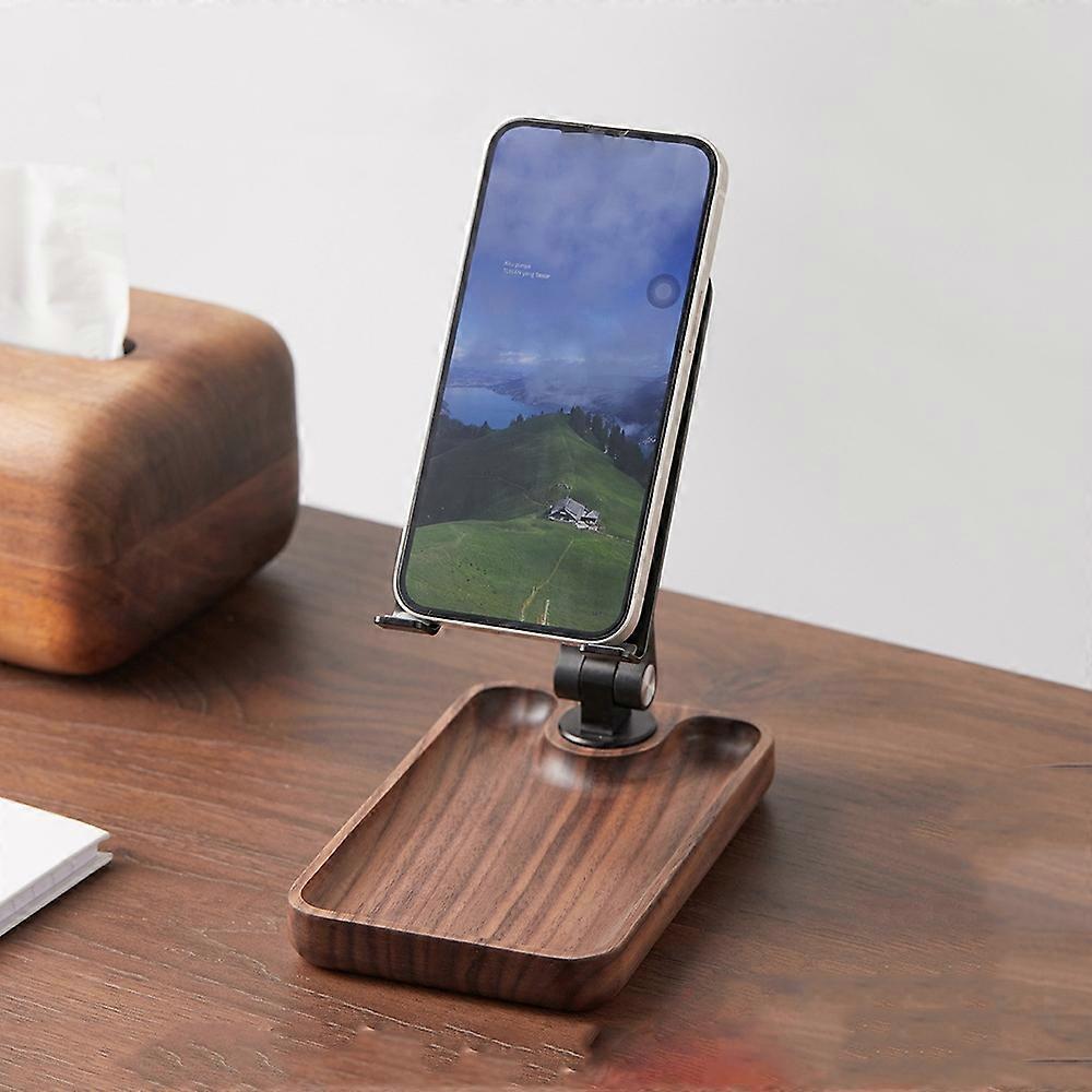 Desktop Mobile Phone Stand with Tray Base Walnut