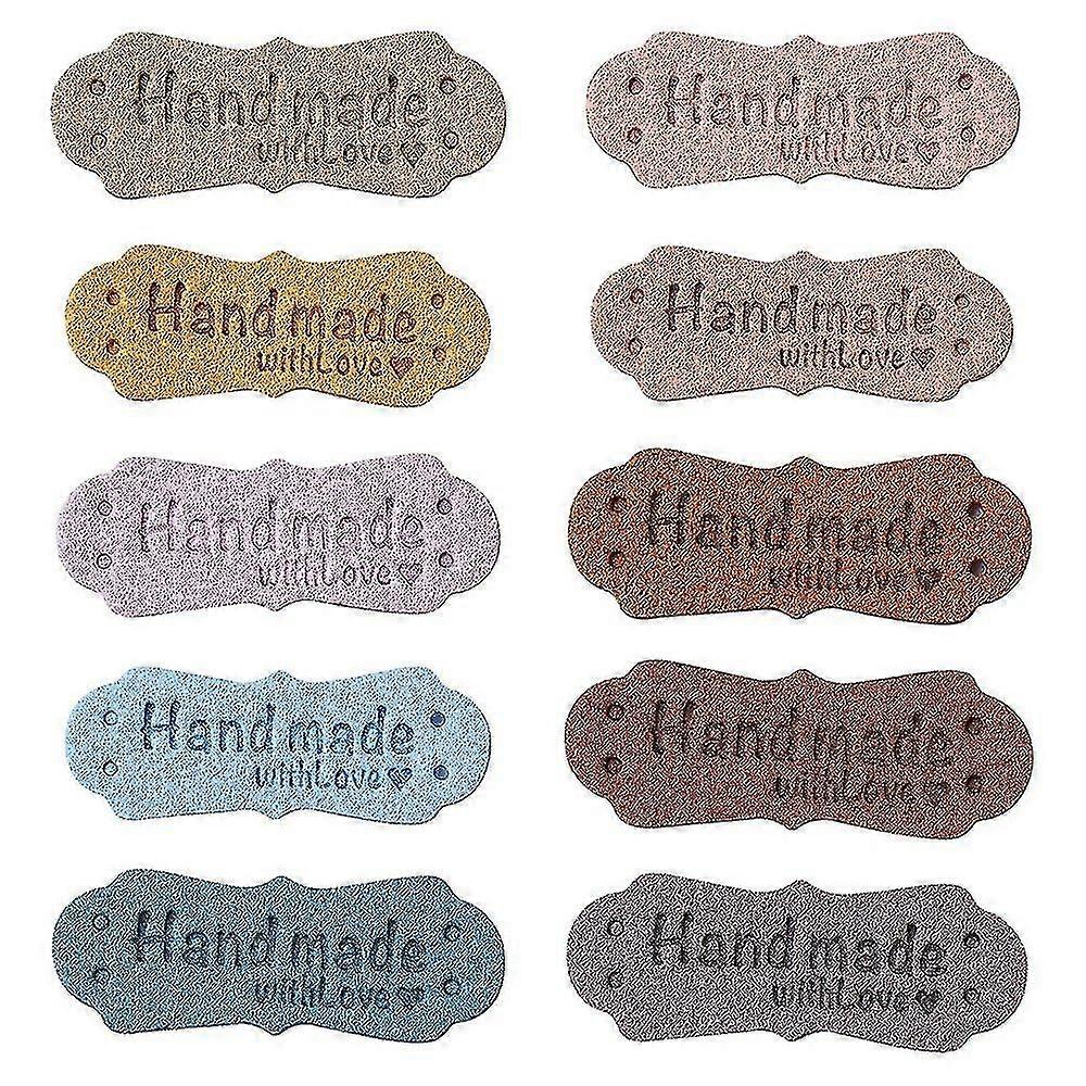 50pcs PUレザーラベルタグ手作りDIY帽子バッグ付き愛ラベル付き服縫製タグAcc-Yvan