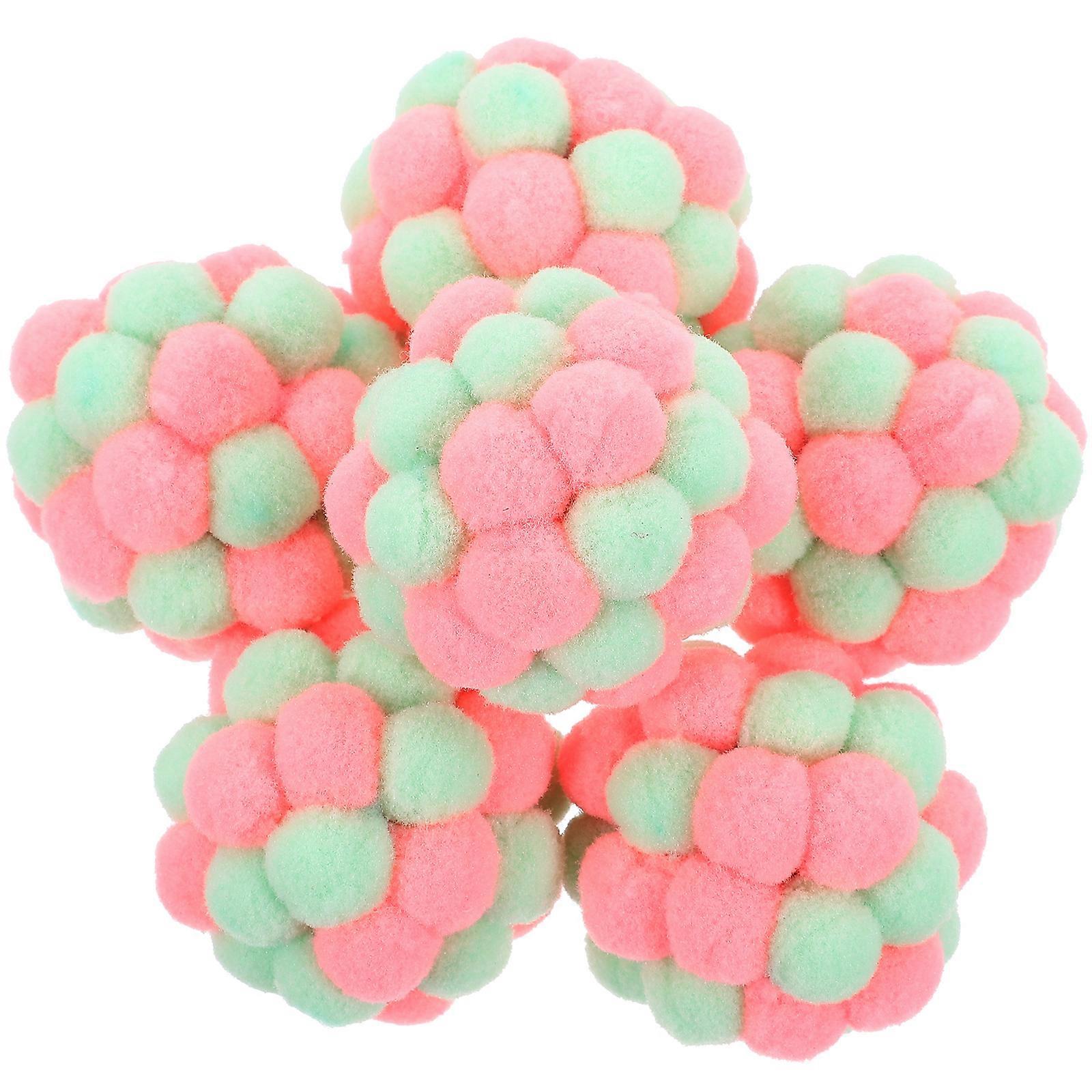 6pcs Cat Toy Plush Pom with Bell Cat Balls Fuzzy Cat Toys for Indoor Kittens Cat Toys