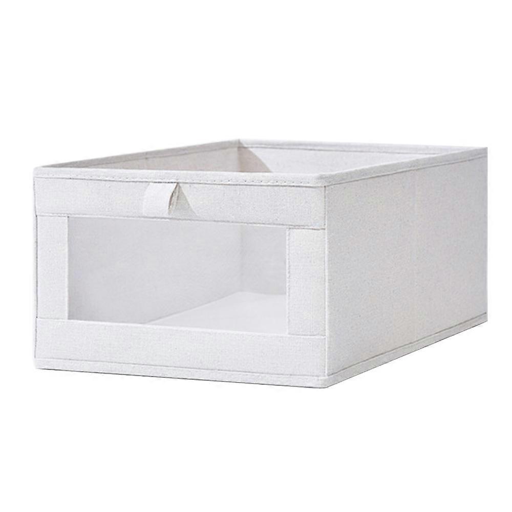 Fabric Storage Bin Box Storage Basket with Thick PP Board Clear Mesh Window Foldable Home Office Organizer