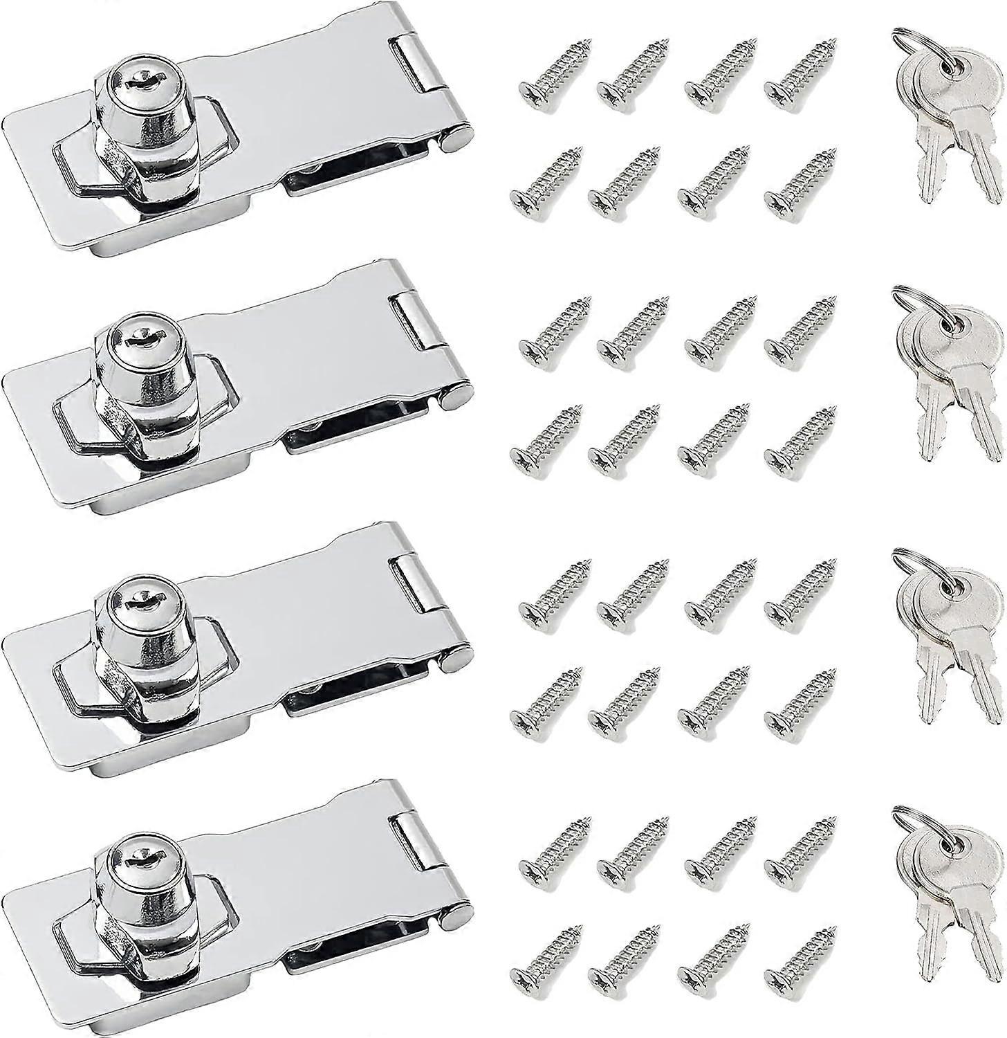 Keyed Hasp Locks, Twist Knob Keyed Locking Hasp, Cabinet Locks, Cabinet Locks with Keys, 4Pack,2.5Inch-3Inch
