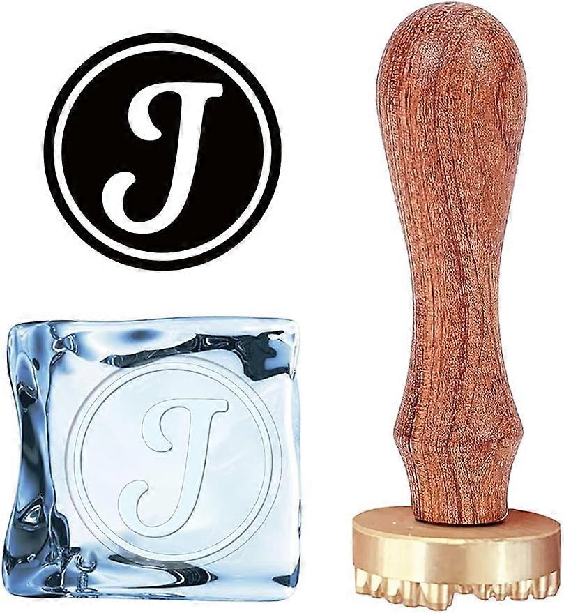 Letter Ice Stamp J Ice Cube Stamp Ice Branding Stamp with Removable Brass Head & Wood Handle Vintage Ice Stamp