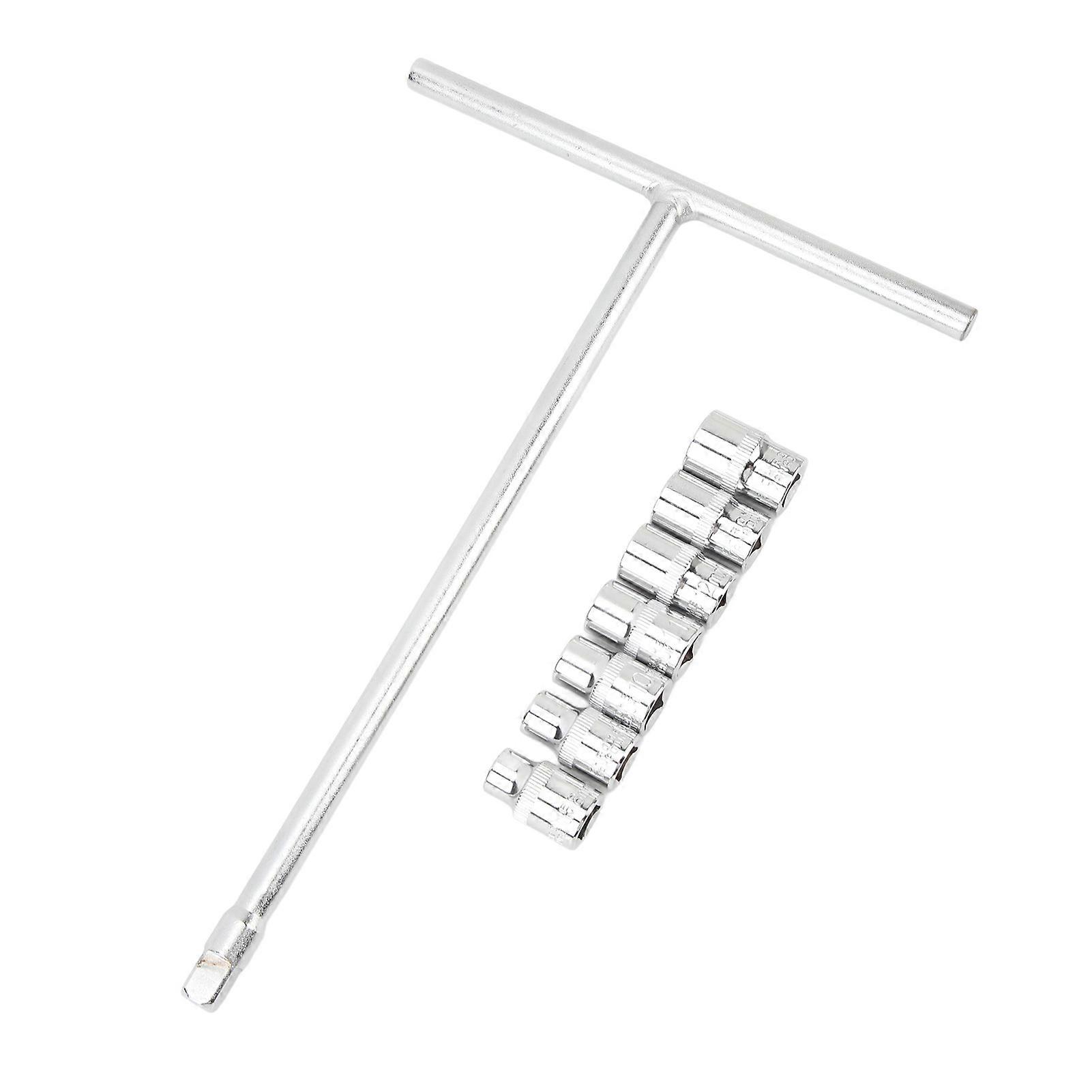 3/8in Drive T Handle Wrench Spinning Fast Labour Saving Socket Driver with 8mm to 14mm Sleeves
