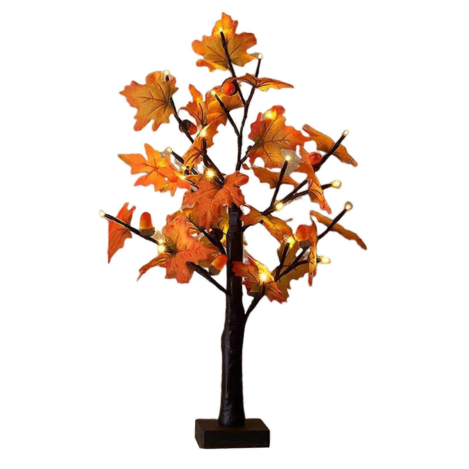 Fall Maple Tree Lights with 24/36 LED Battery Operated Thanksgiving Table Lamp Light Up Artificial Pinecone Maple Leaf Tree Harvest Autumn Home Decor
