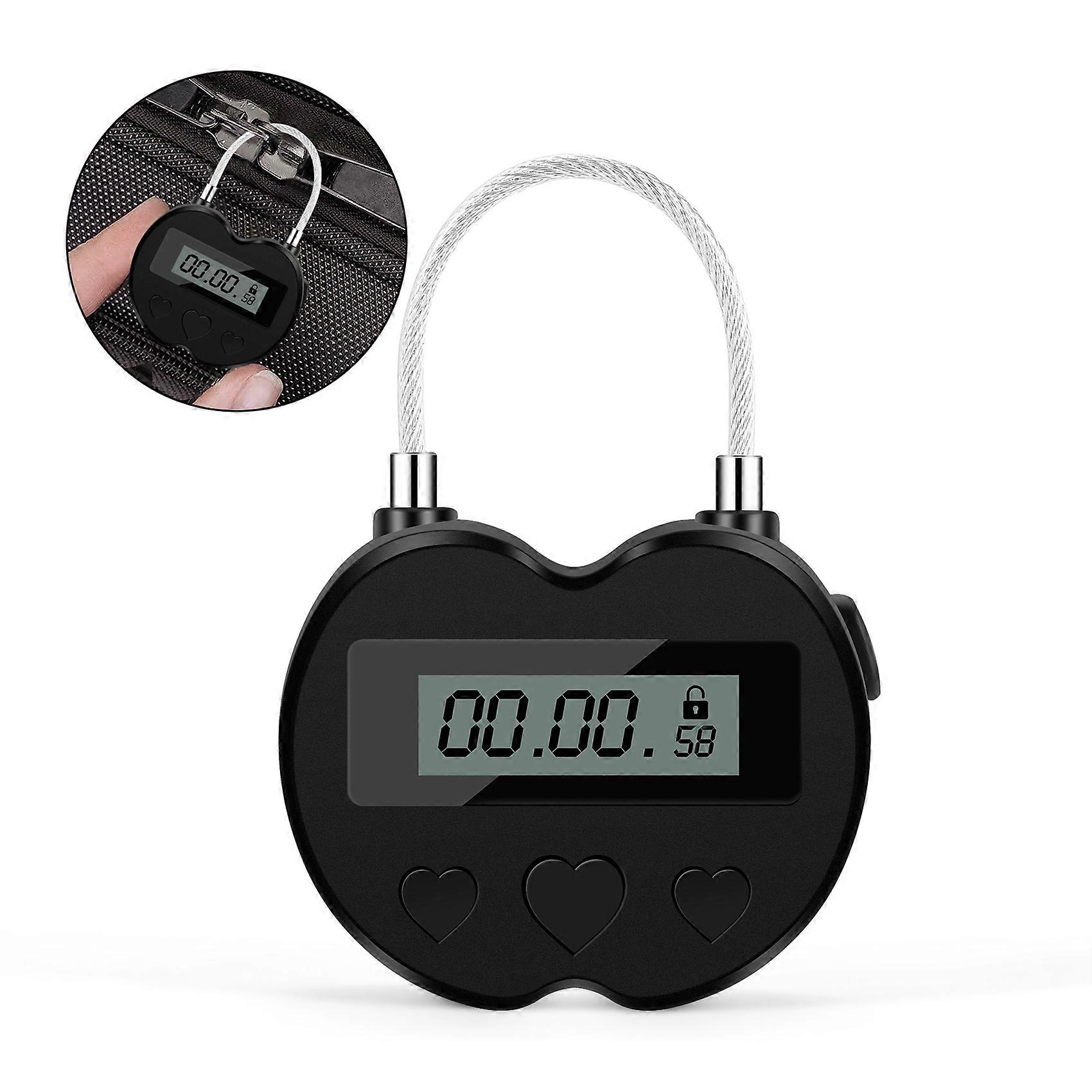 Smart Time Lock LCD Affichage Time Lock Minuterie électronique de voyage multifonction, cadenas de minuterie temporaire rechargeable USB étanche