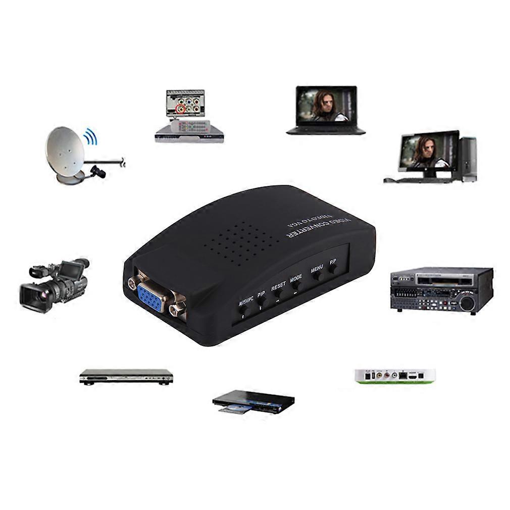 TV RCA Composite S-Video AV In To PC VGA LCD Out Converter Adapter Box US