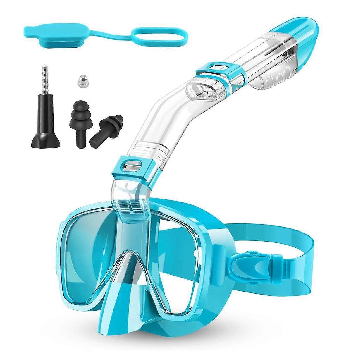 Snorkel Mask Foldable Diving Mask Set with Dry and Camera Mount, Anti-Fog Professional Snorkeling G