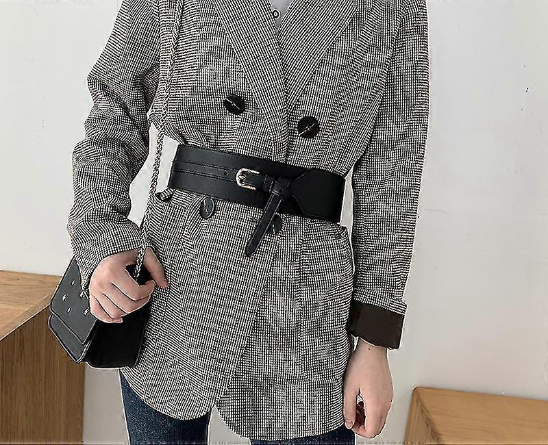 Damer Mode Läder Bred Bälte Rock Klänning Utsmyckning