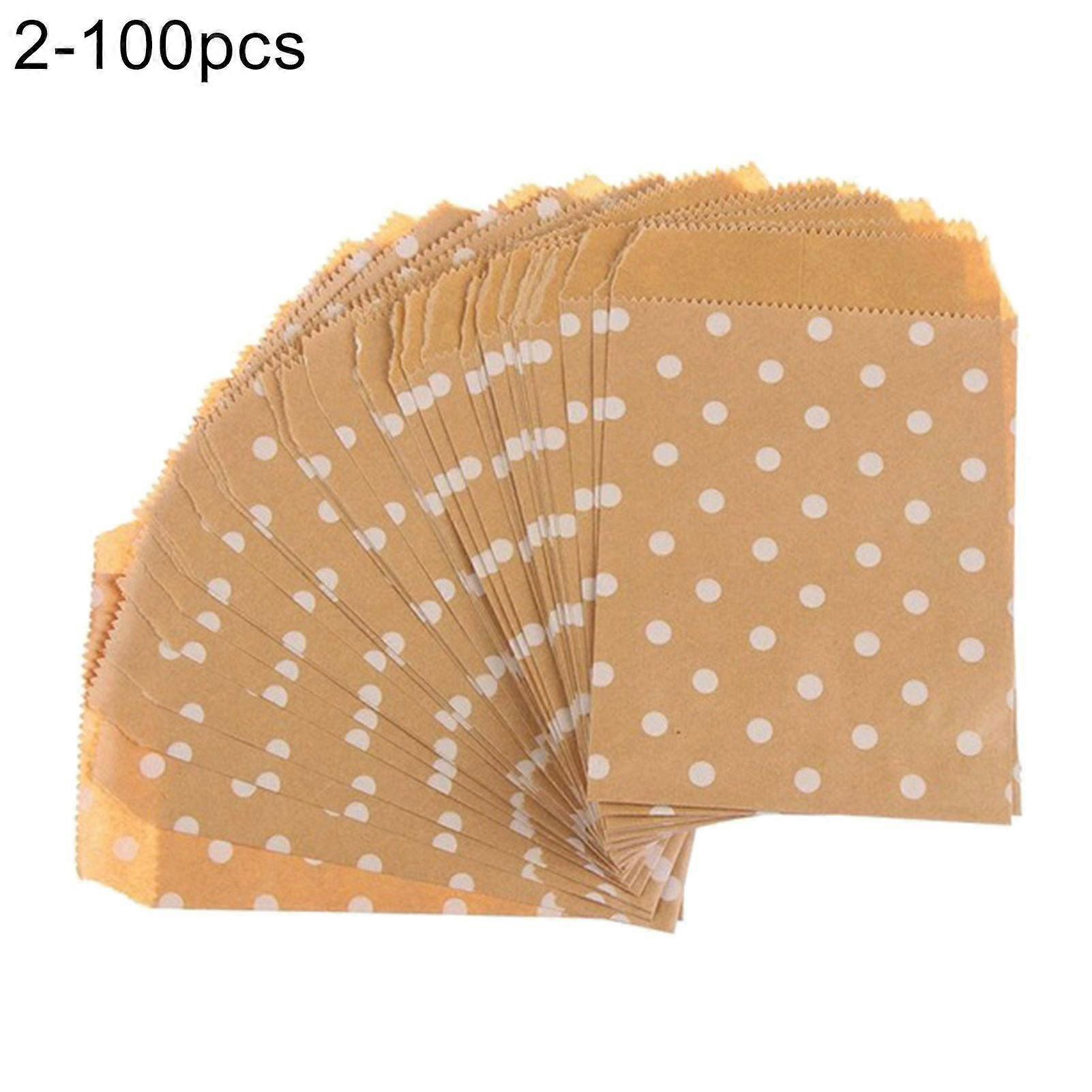 100pcsウェーブドットキャンディビスケットポップコーンクラフト紙パッキングバッグペストリーポーチ