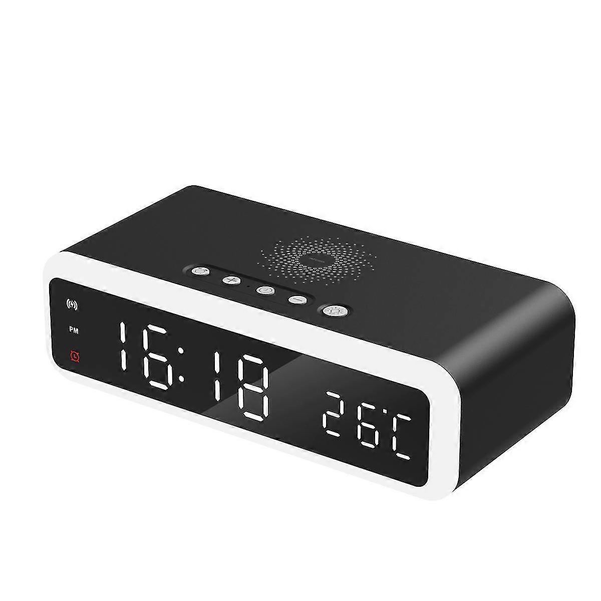 Digital Alarm Clock With Wireless Charger Night Light Desktop Thermometer Clock Hd Mirror Clock Wit