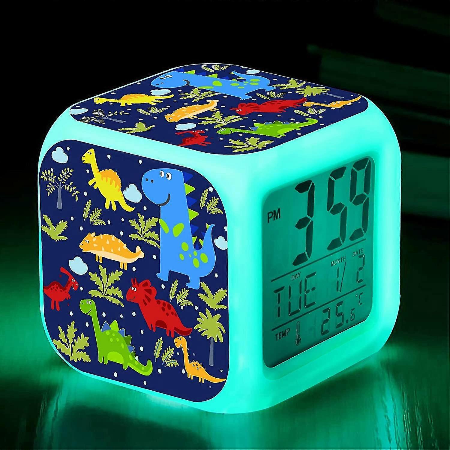Alarm Clock For Kids, Boy Gifts, Digital Alarm Clocks, Led Night Glowing Cube Lcd Clock With Light Children Wake Up Bedside Clock