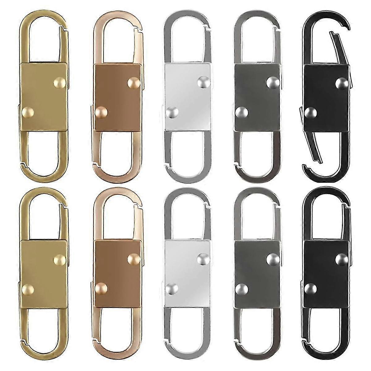 Zipper Pull Replacement, 10 PCS Double Opening Zipper Clip Theft Deterrent, Detachable Metal Zipper Pulls Tab, 5 Colors