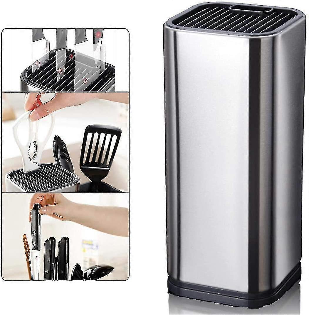 Stainless Steel Knife Block Holder, Large-capacity Squared Knives Scissors Organizer1pcs