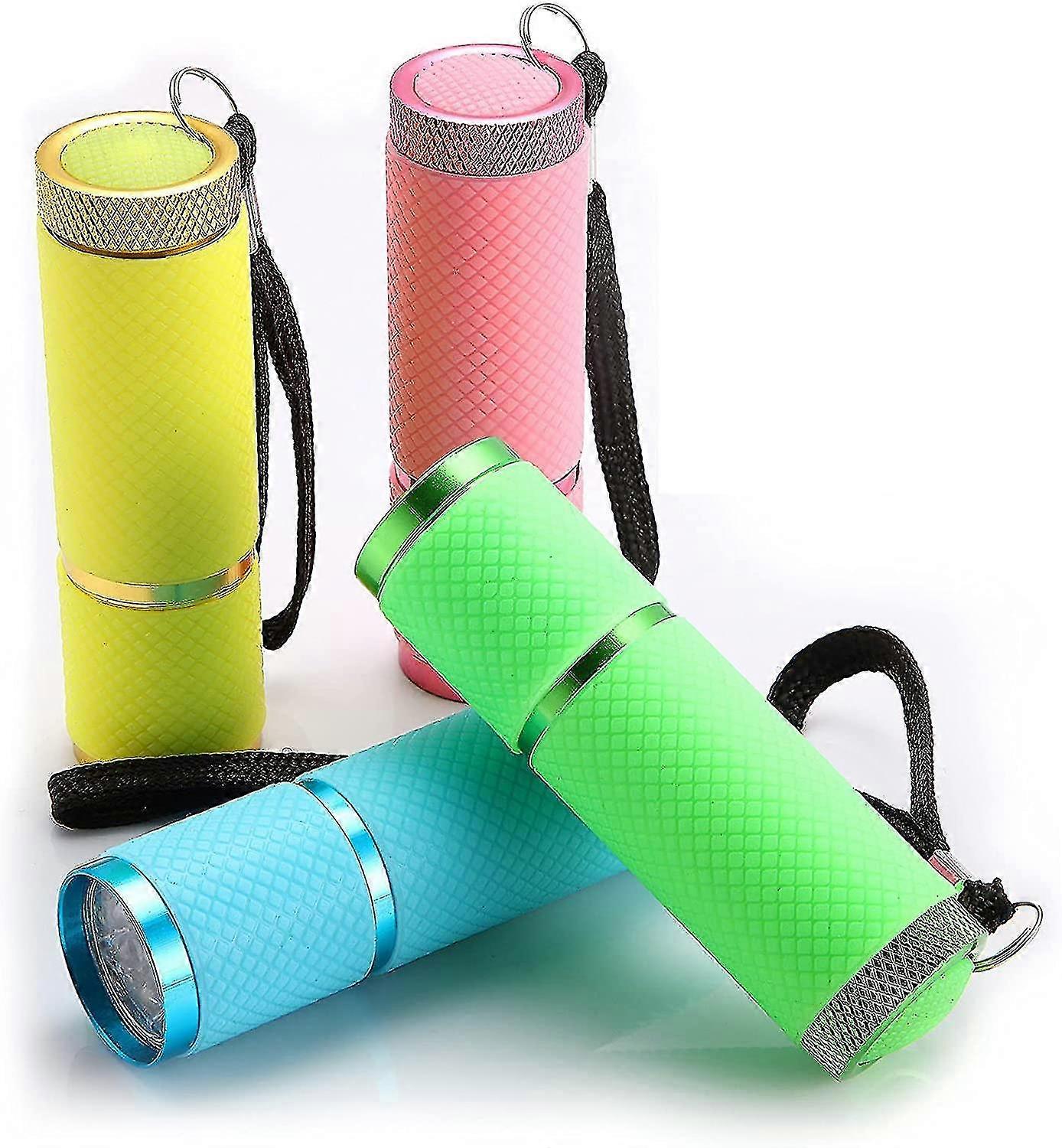9 Led Flashlights Rubber Coated Flashlights With Handle Mini Led Torch Fluorescent Flashlight Aluminum Portable Flashlight In 4 Colors (4 Pieces)