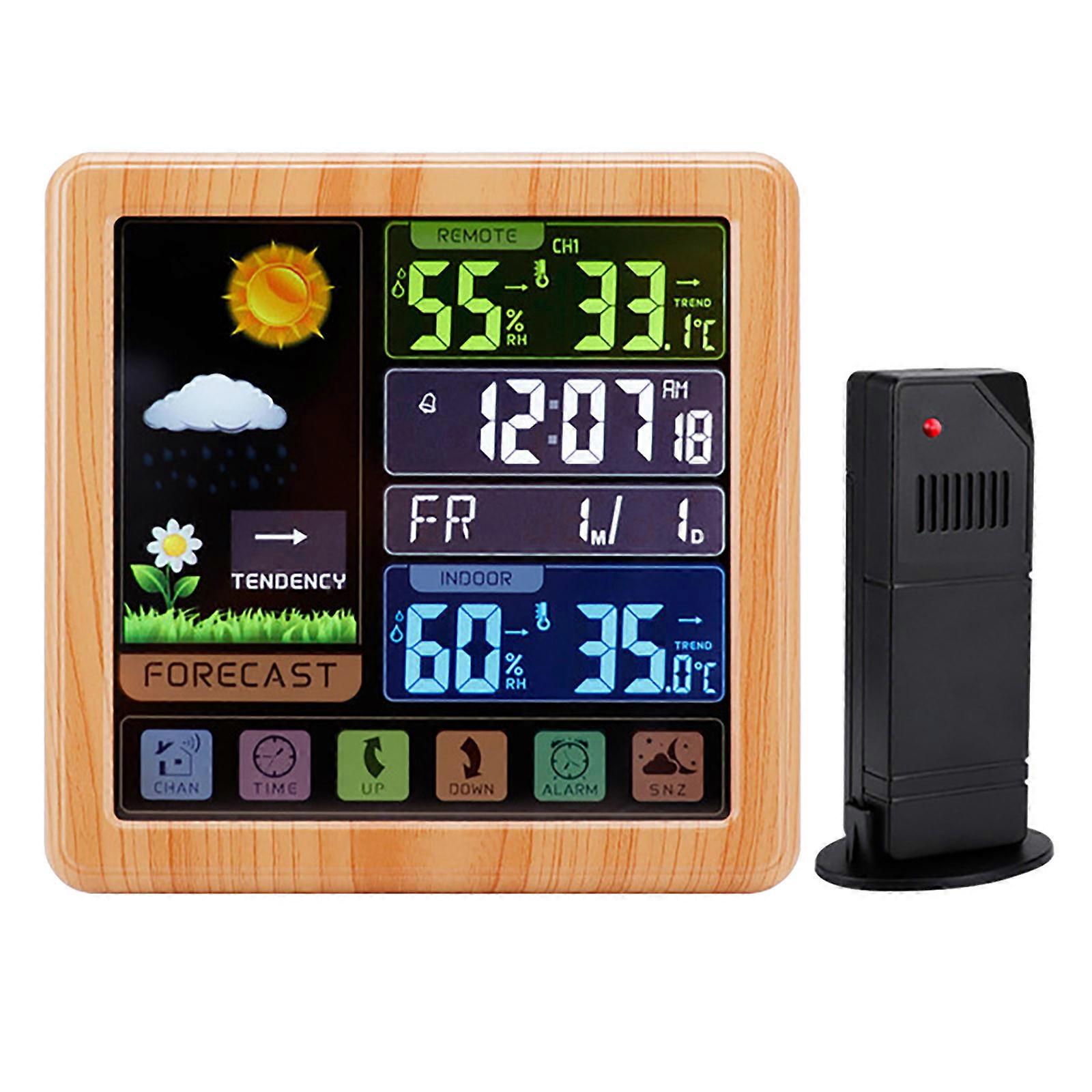 6.1 Inch Color Display Thermometer Hygrometer With Sensor, 24-hour Clock