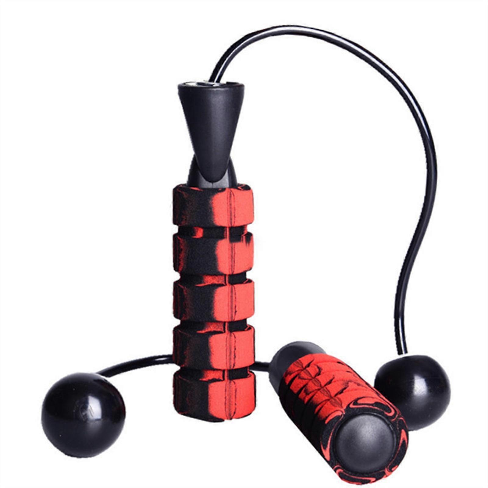 Kaesi 1 Pair Wireless Jump Rope Weighted Reusable Gradient Black Red B Bearing Small Ball Skipping Rope for Fitness
