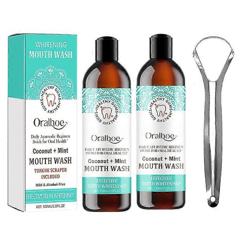Coconut Mint Pulling Oil Mouthwash Tongue Scraper Set