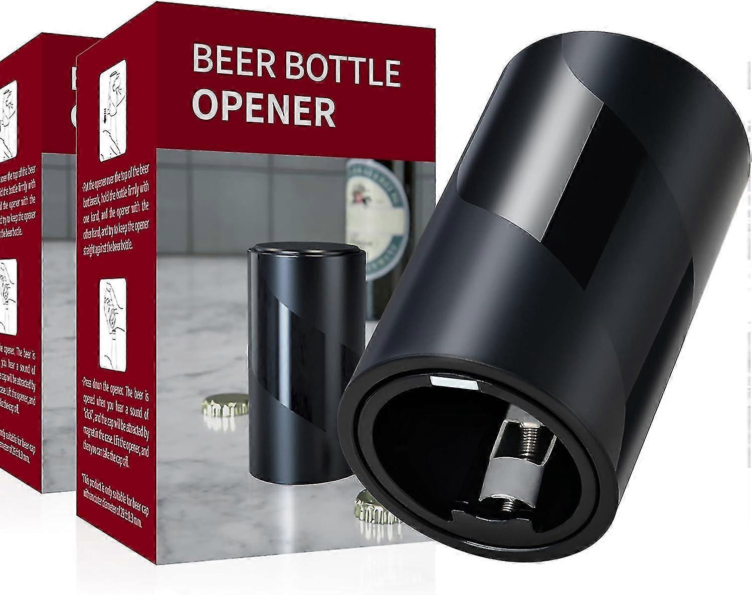 2 Pack Push Down-pop Off Beer Bottle Opener With Magnetic Cap Catcher No Damage To Caps,automatic Decapitator Beer/soda Magnet Bottle Top Openers,one-