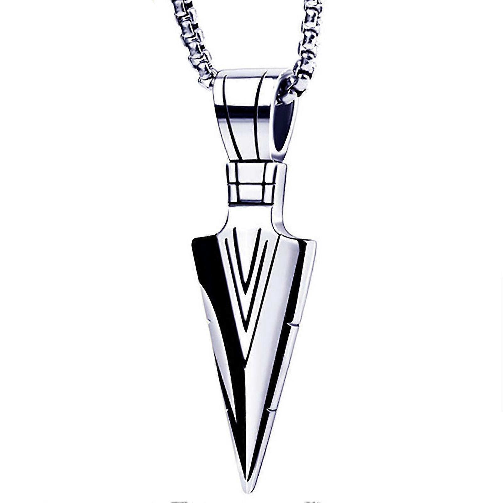 Hommes Pointe De Flèche Collier En Acier Inoxydable Vintage À La Mode Poli Finition Unique Pendentif Collier Argent