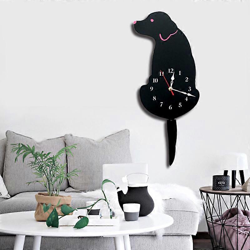 Dog Shape Pendulum Wall Clock Creative Acrylic Wall Clock with Wagging Tail Home Decor Silent