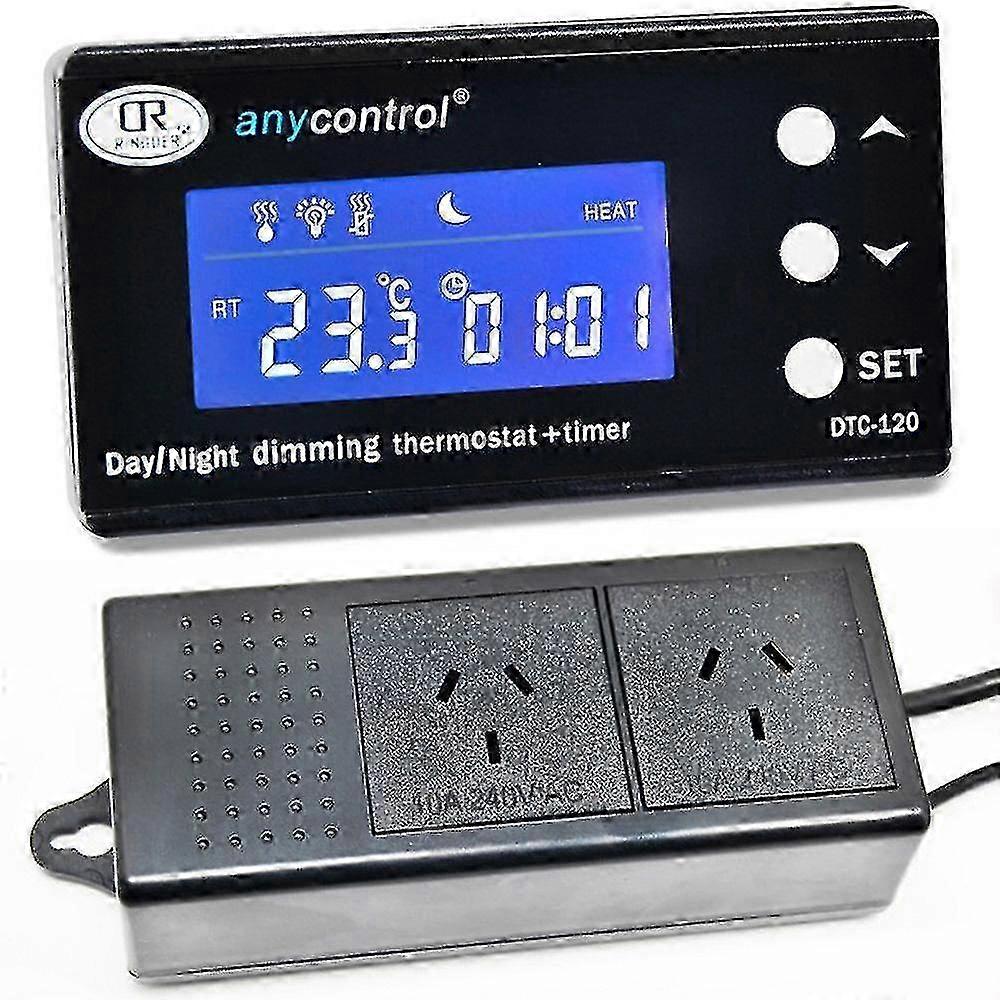 Temperature controller dtc-120 digital thermostat for aquarium fish tank day night dimming thermostat with plug socket regulator