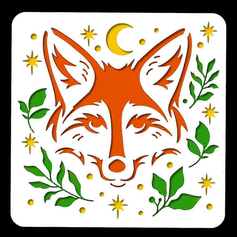 Fox Painting Stencil 11.81x11.81 Inch Reusable Craft Stencils Hollow Out Drawing Painting Template for Painting on Wood Fabric Paper Walls Canvas Furn