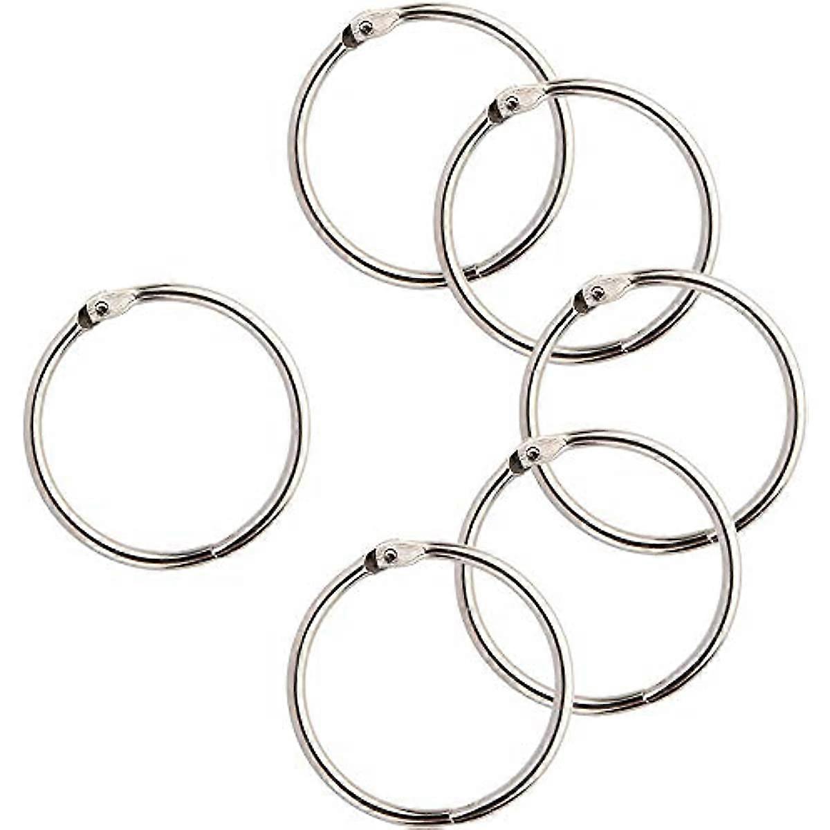 15 Pack 1.8 Inch Diameter Book Loose Leaf Binder Rings Key Keychain Rings, Silver Index Card Rings