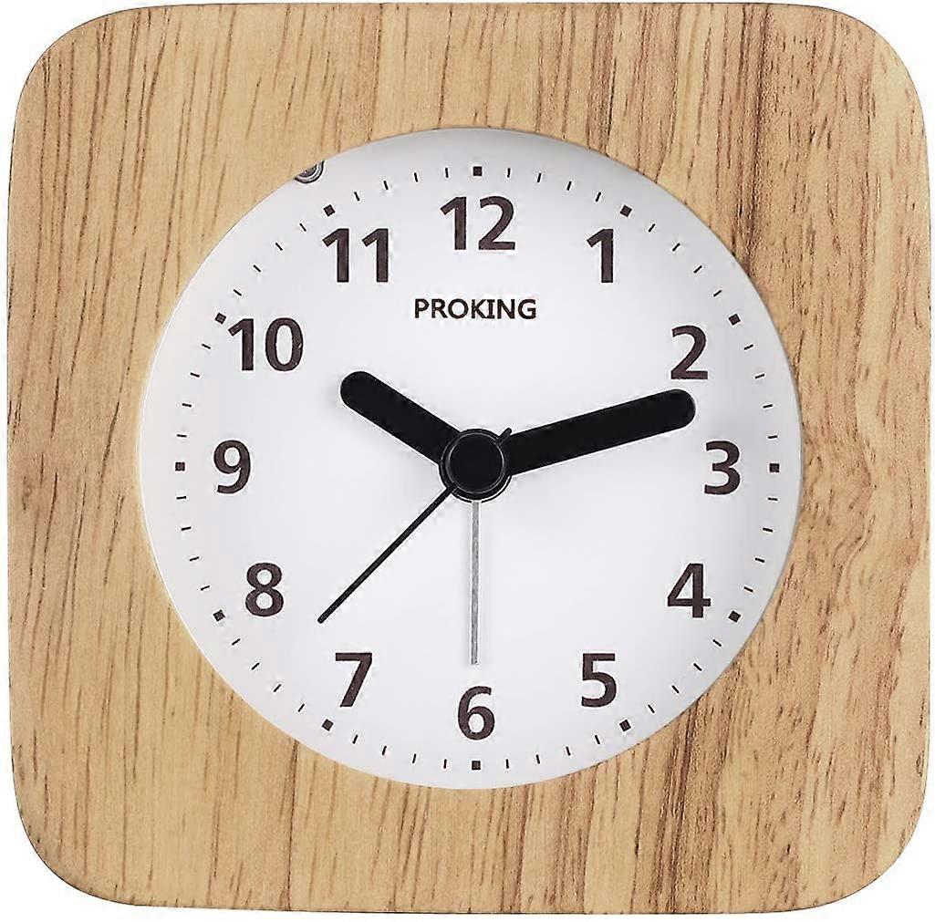 Wooden Alarm Clock Retro Silent Alarm Clock with Light Wooden Alarm Clock