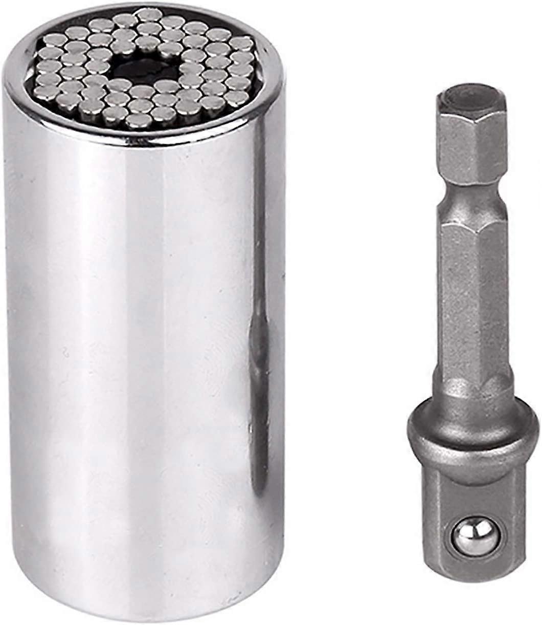 1x Socket Wrench, 7-19mm Universal Self-Adjusting Socket Multifunctional Repair Hand Tool with Drill Adapter, for Automotive Manufacturing Industry (3