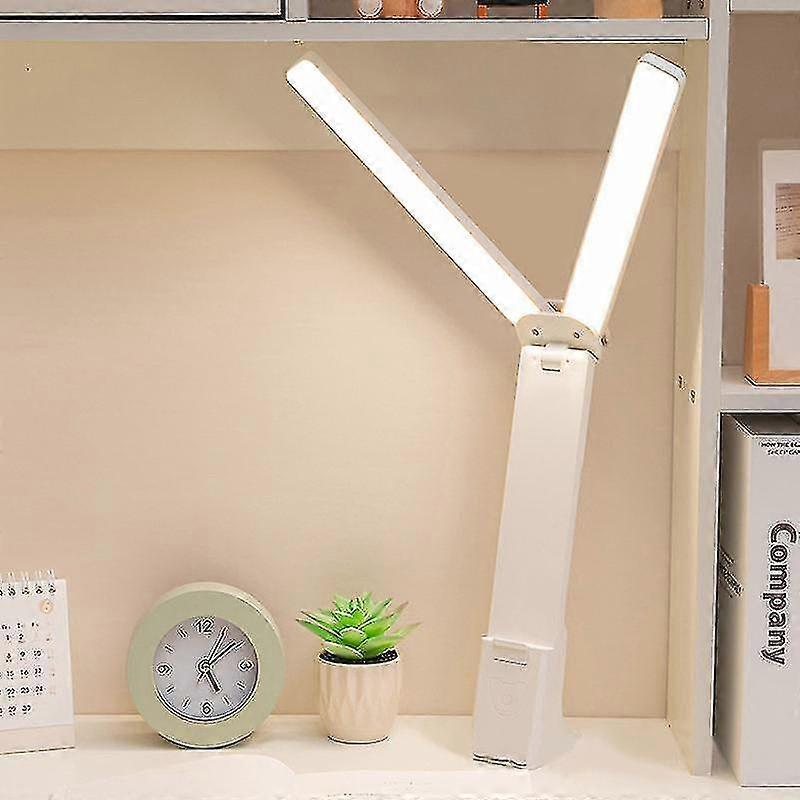 Led Double Head Desk Lamp For Home Office,portable Small Desk Lamp With Large Lighting Range, Battery Operated Rechargeable Desk Light For Kids,readin